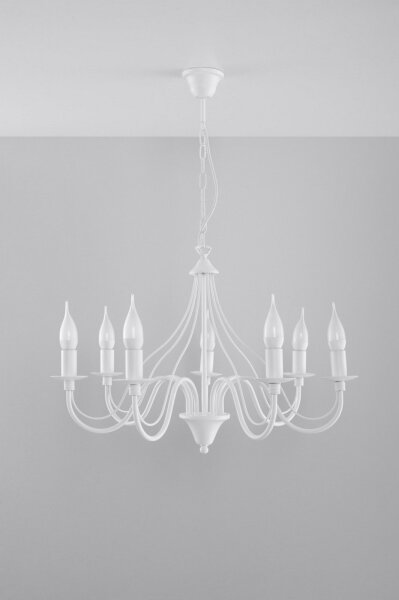 Lampadario a sospensione con catena MINERWA 7 7xE14/40W/230V bianco