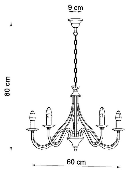 Lampadario a sospensione con catena MINERWA 5 5xE14/40W/230V nero