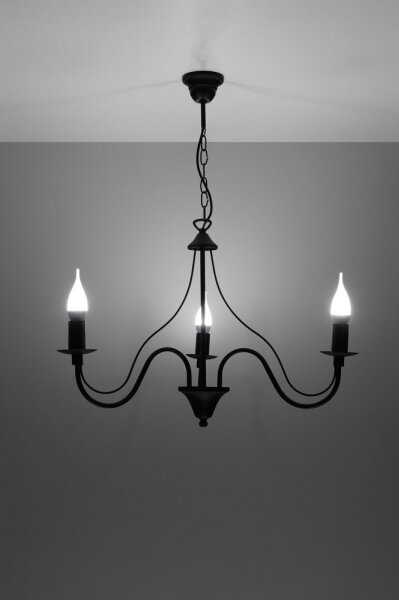 Lampadario a sospensione con catena MINERWA 3 3xE14/40W/230V nero