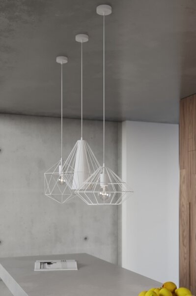 Lampadario a sospensione con filo DEMI 1xE27/60W/230V bianco