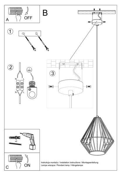 Lampadario a sospensione con filo DEMI 1xE27/60W/230V bianco