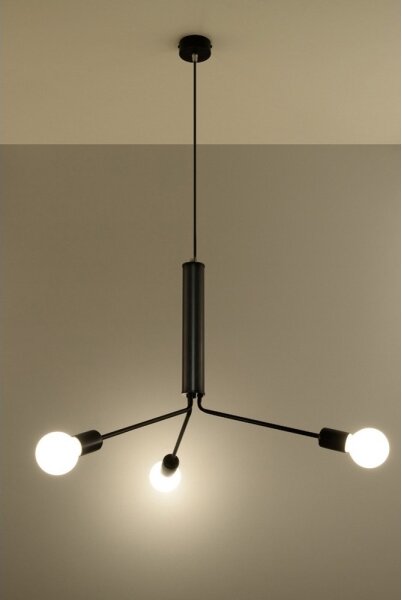 Lampadario a sospensione con filo DUOMO 3D 3xE27/60W/230V nero