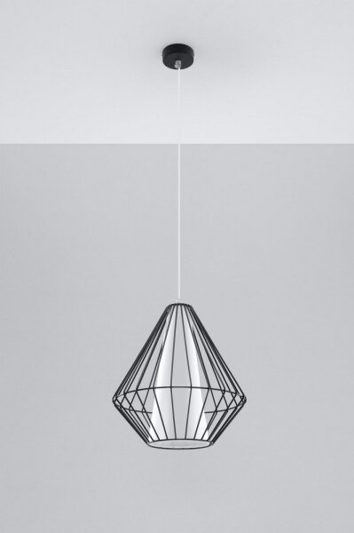 Lampadario a sospensione con filo DEMI 1xE27/60W/230V nero/bianco