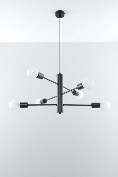 Lampadario a sospensione con filo DUOMO 6 6xE27/60W/230V nero