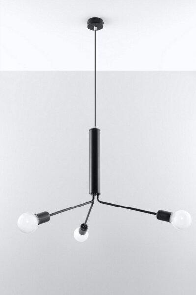 Lampadario a sospensione con filo DUOMO 3D 3xE27/60W/230V nero