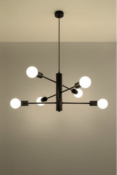 Lampadario a sospensione con filo DUOMO 6 6xE27/60W/230V nero