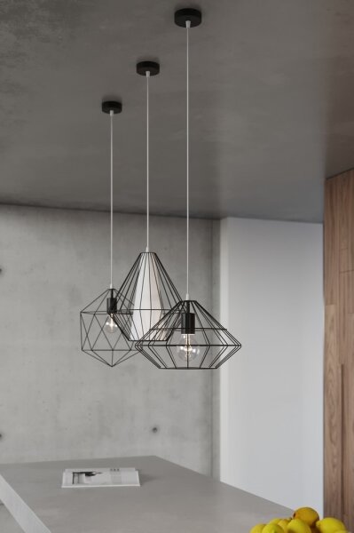 Lampadario a sospensione con filo DEMI 1xE27/60W/230V nero/bianco
