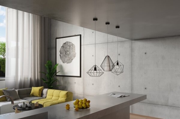 Lampadario a sospensione con filo DEMI 1xE27/60W/230V nero/bianco