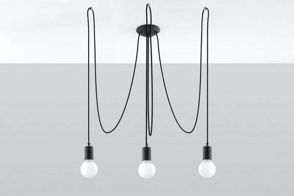 Lampadario a sospensione con filo EDISON 3 3xE27/60W/230V nero