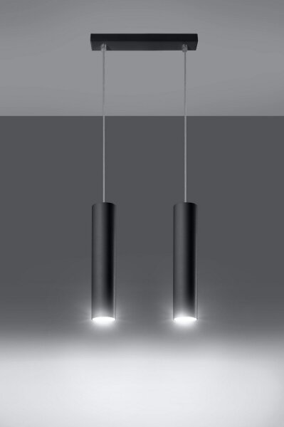 Sollux SL.0328 - Lampadario a sospensione con filo LAGOS 2 2xGU10/10W/230V nero
