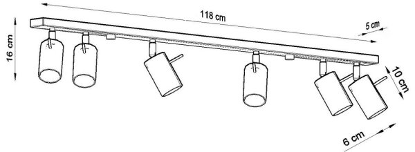 Sollux SL.0334 - Faretto RING 6L 6xGU10/10W/230V nero