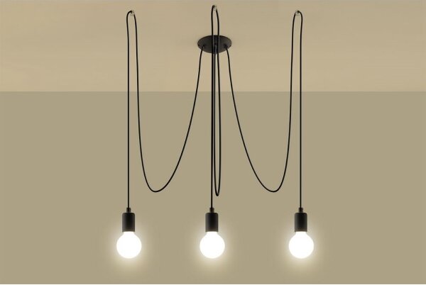 Lampadario a sospensione con filo EDISON 3 3xE27/60W/230V nero