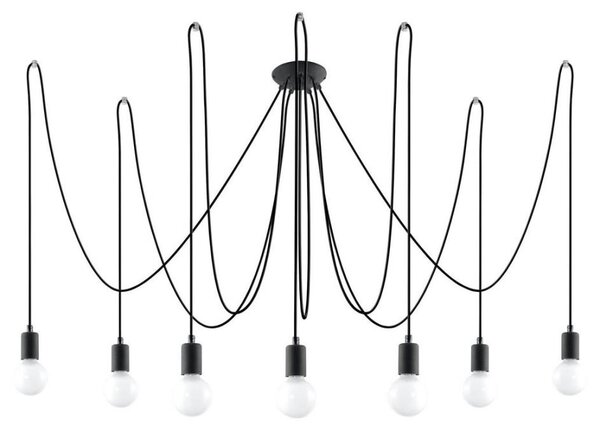 Sollux SL.0372 - Lampadario a sospensione con filo EDISON 7 7xE27/60W/230V ragno nero
