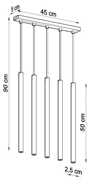Sollux SL.0472 - Lampadario a sospensione con filo PASTELO 5 5xG9/8W/230V nero