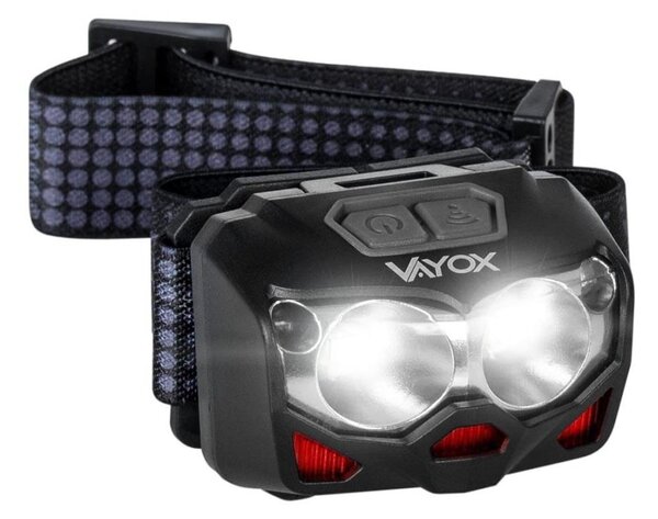Lampada frontale LED ricaricabile con sensore 2xLED/5W/5V/3xAAA IP65 500 lucente 1200 mAh