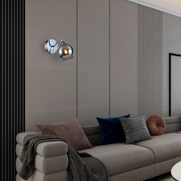 Faretto da parete CONNOR 1xE27/15W/230V cromo lucido/grigio