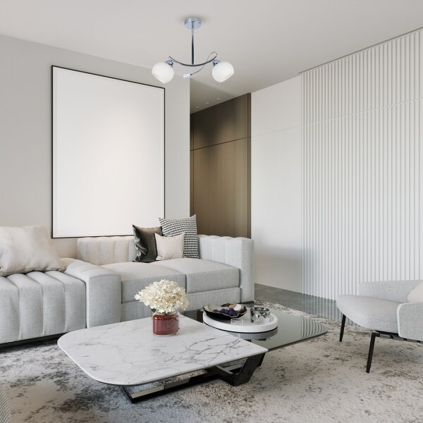Lampadario a sospensione con supporto rigido CONNOR 2xE27/15W/230V cromo lucido/bianco