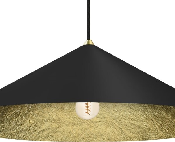 Lampadario a sospensione con filo FUJI 1xE27/60W/230V diametro 90 cm nero/oro