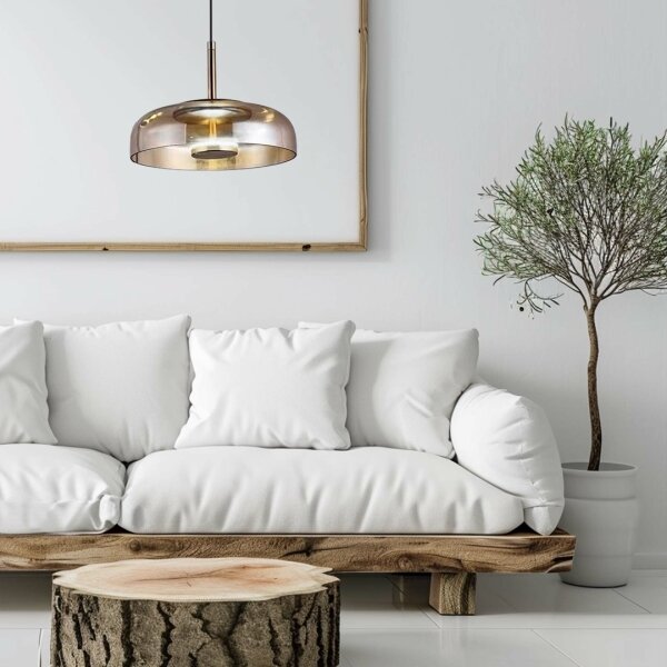 Lampadario LED a sospensione con filo VETRO LED/6W/230V diametro 23 cm beige/nero