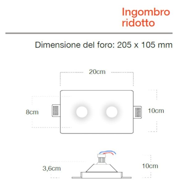 Faretto incasso lampadari bartalini ante d gu10 led gesso verniciabile - Lampadari Bartalini Gesso