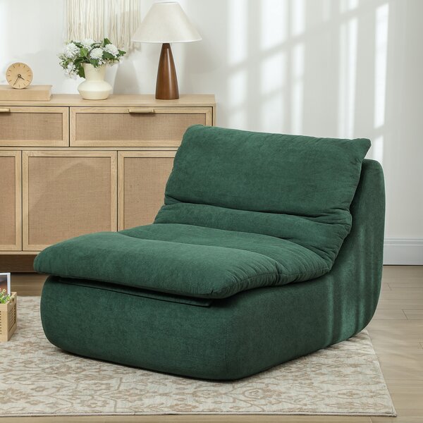 HOMCOM Sedia da Terra Moderna e Imbottita in Tessuto Effetto Velluto Verde e Schiuma, 82x103x75 cm | Aosom Italy
