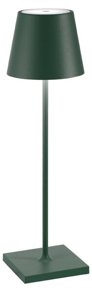 Zafferano Lampada a led da tavolo Poldina Pro Verde Scuro ricaricabile e dimmerabile con batteria fino a 12 ore