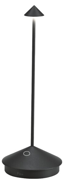 Lampada a led da tavolo Pina Pro Nero Opaco ricaricabile e dimmerabile senza fili Zafferano 2200-2700-3000K IP54 Batteria da 12h
