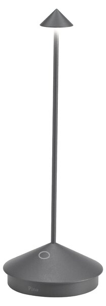 Lampada a led da tavolo Pina Pro Grigio Scuro ricaricabile e dimmerabile senza fili Zafferano 2200-2700-3000K IP54 Batteria da 12h