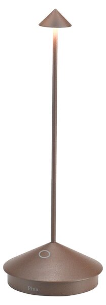 Lampada a led da tavolo Pina Pro Corten ricaricabile e dimmerabile senza fili Zafferano 2200-2700-3000K IP54 Batteria da 12h