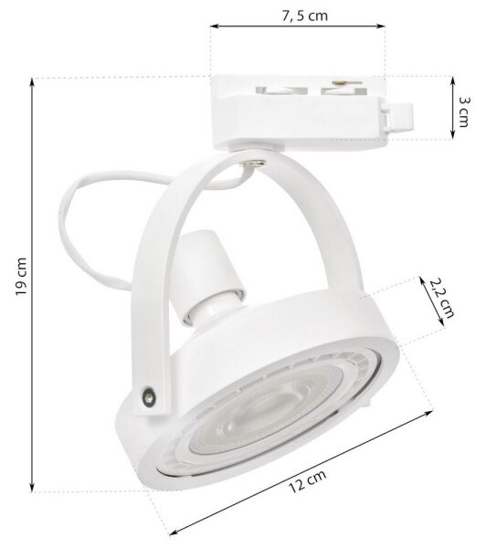 Luce Spot per sistema a binario LUGAR 1xAR111 - GU10/25W/230V