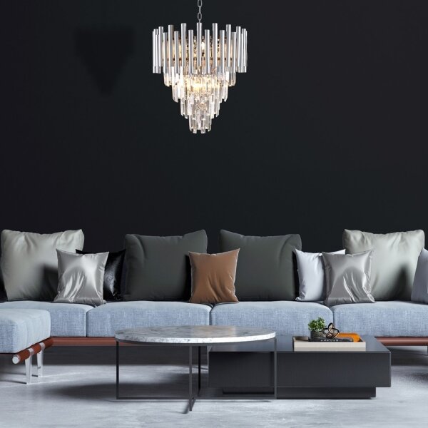 Lampadario di cristallo a sospensione con catena MADISON 9xE14/40W/230V cromo