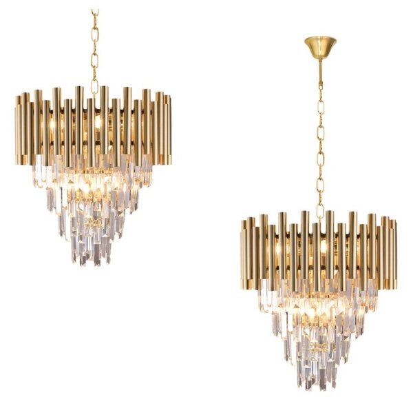 Lampadario in cristallo su catena MADISON 9xE14/40W/230V oro
