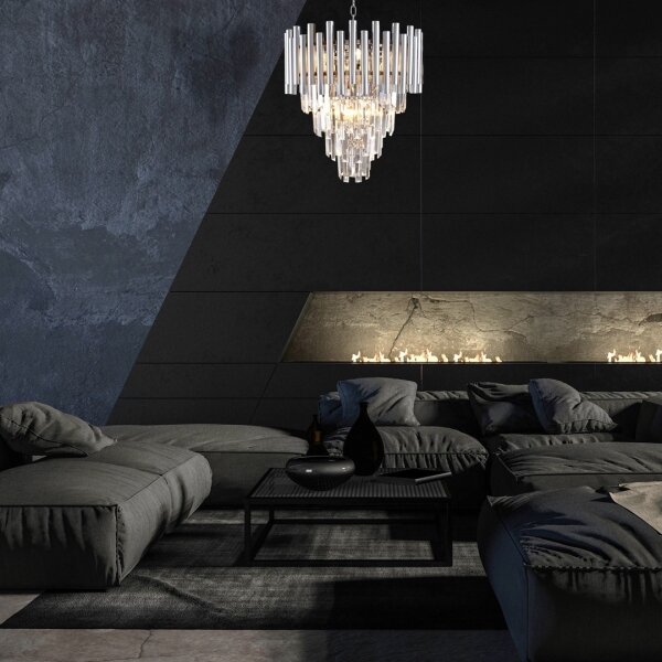 Lampadario di cristallo a sospensione con catena MADISON 9xE14/40W/230V cromo