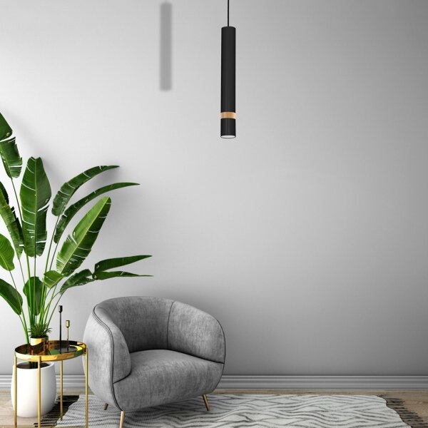Lampadario a sospensione con filo JOKER BLACK WOOD 1xGU10/8W/230V