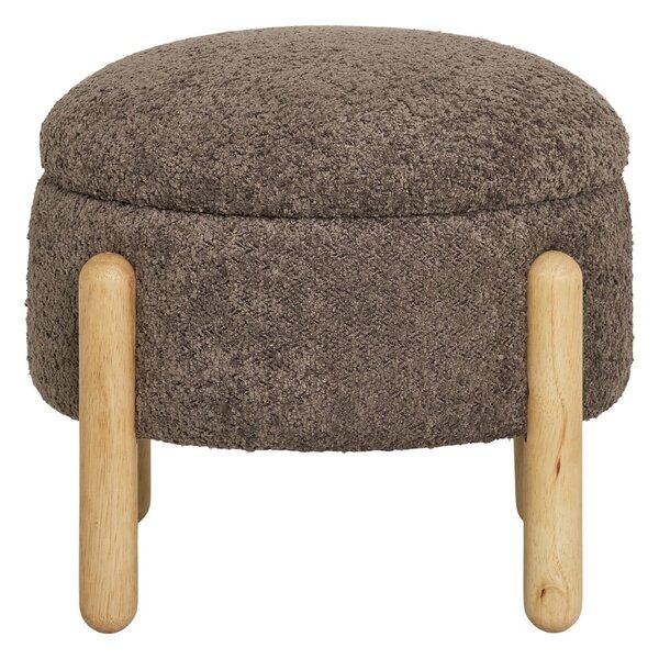 Pouf in tessuto bouclé marrone Medas - House Nordic