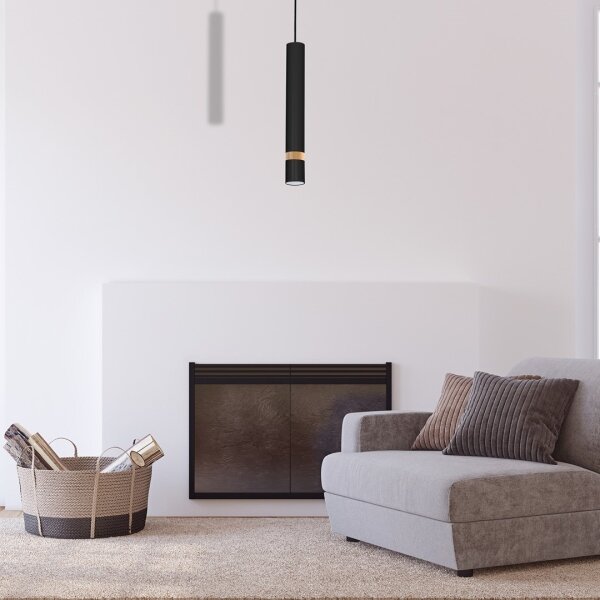 Lampadario a sospensione con filo JOKER BLACK WOOD 1xGU10/8W/230V