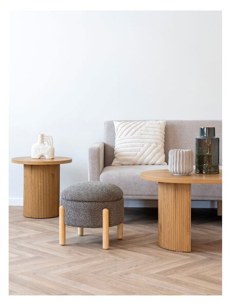 Pouf in tessuto bouclé marrone Medas - House Nordic