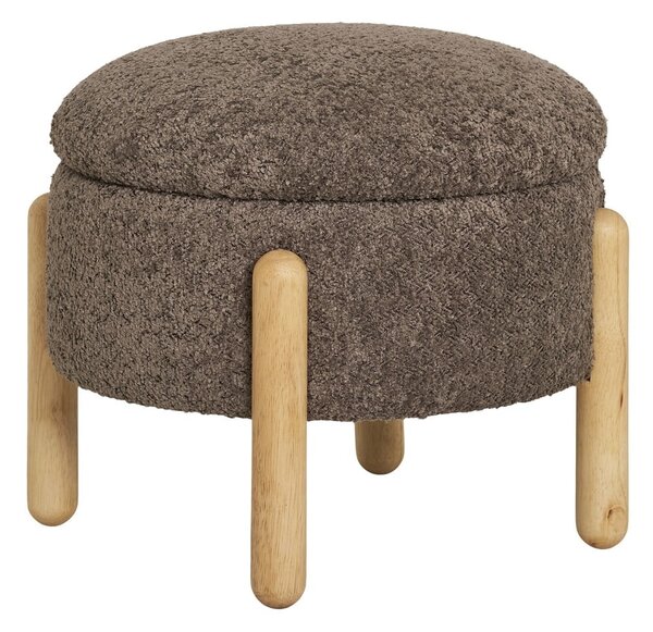Pouf in tessuto bouclé marrone Medas - House Nordic