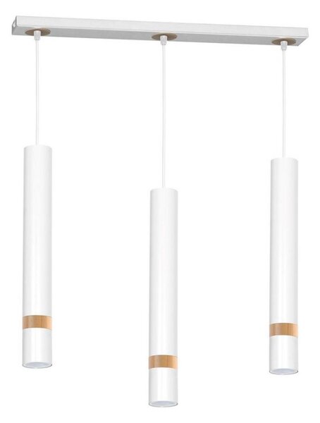Lampadario a sospensione con filo JOKER WHITE WOOD 3xGU10/8W/230V