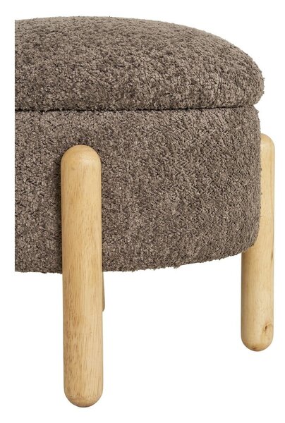Pouf in tessuto bouclé marrone Medas - House Nordic