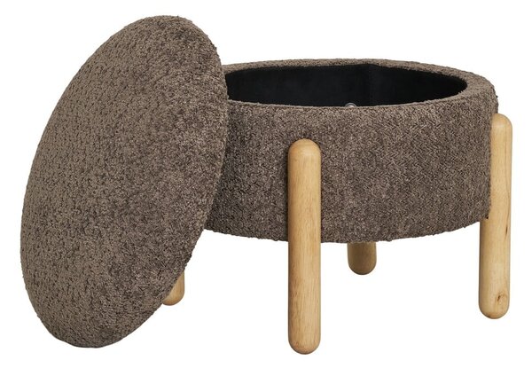 Pouf in tessuto bouclé marrone Medas - House Nordic