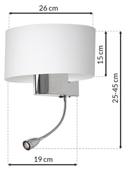 Lampada LED da muro CASINO 1xE27/60W/230V + LED/1W/230V bianca