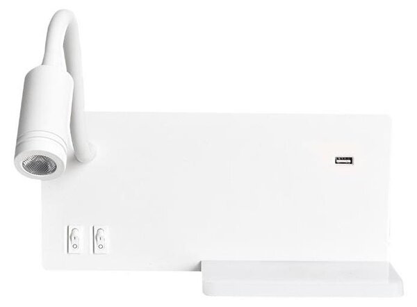 Applique LED SHELF LED/4W+LED/5W+LED/2W/230V + porta USB bianca