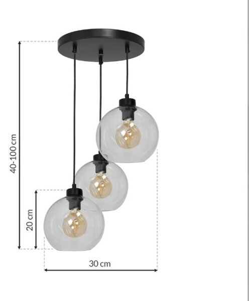 Lampadario su filo SOFIA 3xE27/60W/230V trasparente
