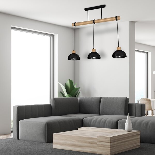 Lampadario su filo ERIK 3xE27/60W/230V beige/nero