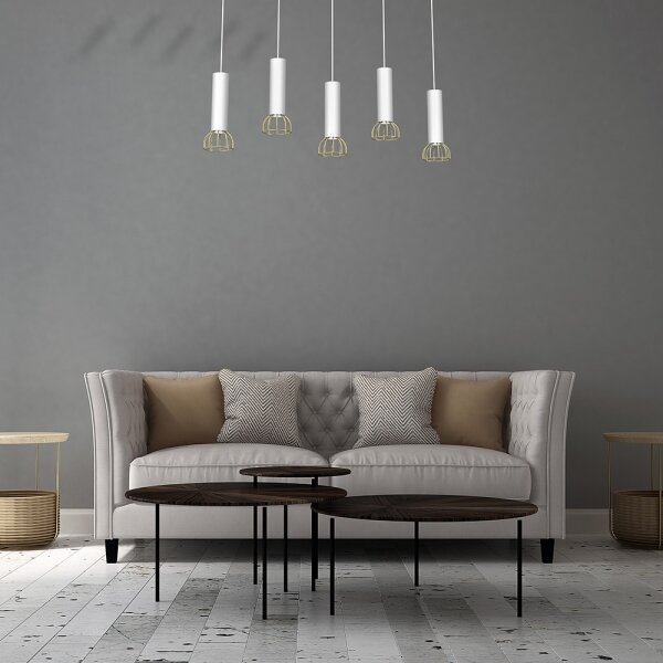 Lampadario su corda DANTE 5xGU10/25W/230V bianco/oro