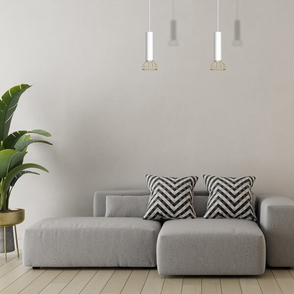 Lampadario su corda DANTE 1xGU10/25W/230V bianco/oro