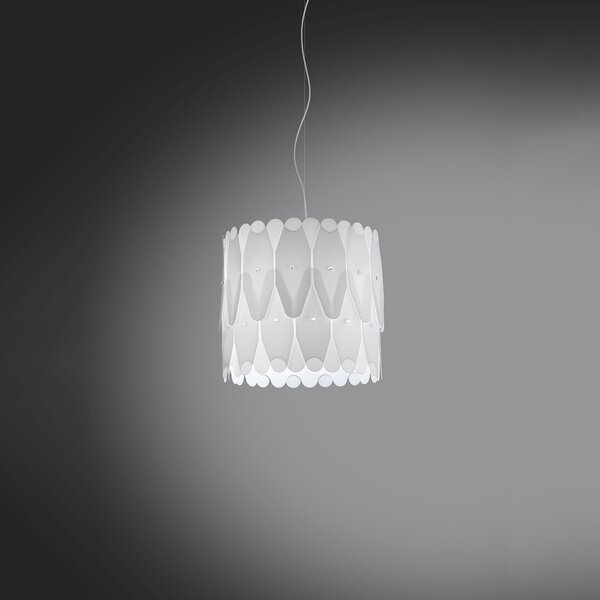 Sospensione Moderna Amanda Polilux ® Bianco E Metallo Cromo 1 Luce E27