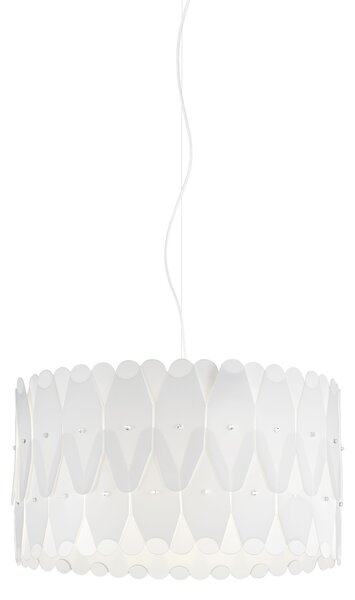Sospensione Moderna Amanda Polilux ® Bianco E Metallo Cromo 1 Luce E27 D40Cm