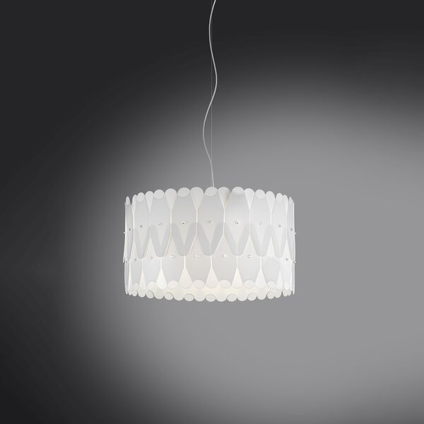 Sospensione Moderna Amanda Polilux ® Bianco E Metallo Cromo 1 Luce E27 D40Cm
